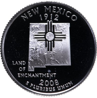 купить США 25 центов (квотер, 1/4 доллара, quarter dollar) 2008 S Proof Нью-Мексико (New Mexico)