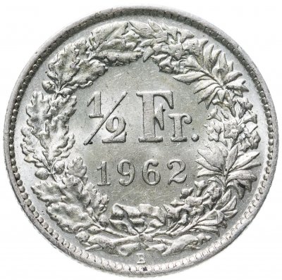 купить Швейцария 1/2 франка (franc) 1962