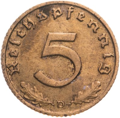 купить Германия - Третий рейх 5 рейхспфеннигов 1937 "D"