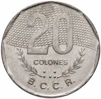 Купить Коста-Рика 20 колонов (colones) 1983-1996, случайная дата