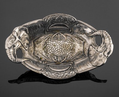 купить Блюдо "Слоны", латунь, серебрение, Европа, 1900-1930 гг.