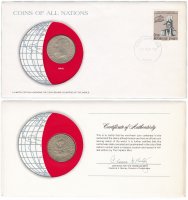 купить Серия «Монеты всех стран мира» - Гаити 50 сантимов (centimes) 1975 (монета и 1 марка в конверте)
