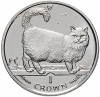 Купить Остров Мэн 1 крона (crown) 1998 "Кошки - Бирманская кошка"