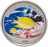 Купить Палау 1 доллар 2008 "Подводный мир - Вымирающие виды - Рыба type 3"