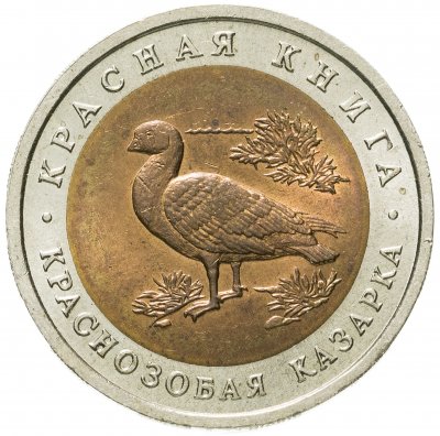 купить 10 рублей 1992 ЛМД Краснозобая казарка - Красная книга