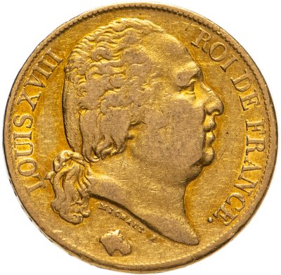 купить Франция 20 франков (francs) 1820 с портретом императора Луи XVIII