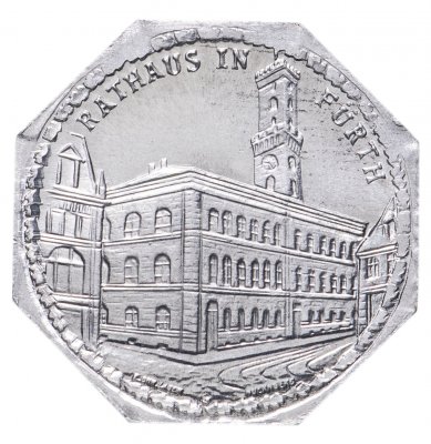 купить Германия, Нюрнберг 20 пфеннигов 1921 "Ратуша в Фюрте" (трамвайный жетон)