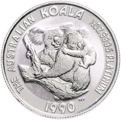 купить Австралия 50 долларов (dollars) 1990 UNC "Австралийская Коала с малышом на спине" платина