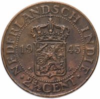Купить Голландская Ост-Индия 2 1/2 цента (cent) 1945