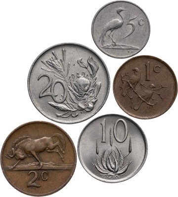 купить ЮАР, набор из 5 монет 1970-1989 годов
