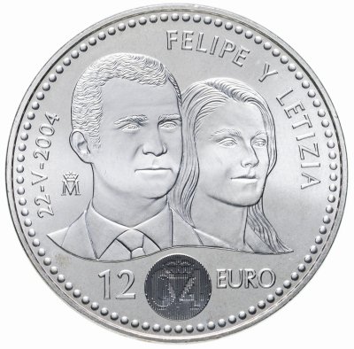 купить Испания 12 евро 2004 " Свадьба принца Фелипе и Летиции"