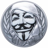 Купить Острова Кука 5 долларов 2016 "Маска Гая Фокса", в футляре с сертификатом