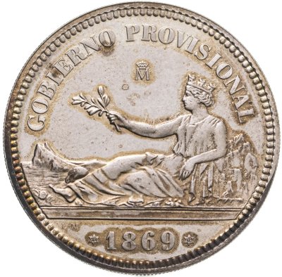 купить Испания 1 песета (peseta) 1869 "GOBIERNO PROVISIONNAL"
