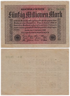купить Германия 50000000 марок 1923 года (Pick 109a(1) Серая бумага