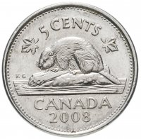 Купить Канада 5 центов (cents) 2006-2011 пожилая королева