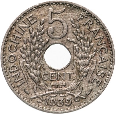 купить Французский Индокитай 5 сантимов (centimes) 1939