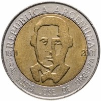 купить Аргентина 1 песо 2001 "200 лет со дня рождения Хусто Хосе де Уркиза"