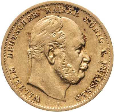 купить Германская империя (Пруссия) 10 марок (mark) 1872 с портретом императора Вильгельма I