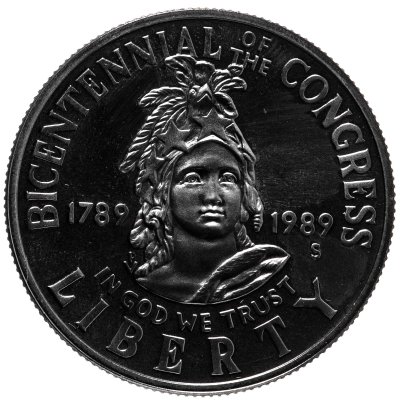 купить США 50 центов (1/2 доллара, half dollar) 1989 S Proof "200 лет Конгрессу США" в футляре с сертификатом