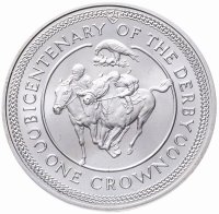 купить Остров Мэн 1 крона (crown) 1980 200 лет скаковых Дерби