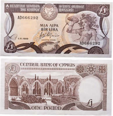 купить Кипр 1 лира 1989 года