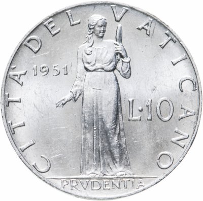 купить Ватикан 10 лир (lire) 1951