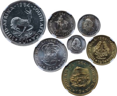 купить ЮАР 1964 набор из 7-ми монет в слабах NGC