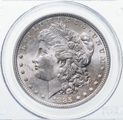 купить США 1 доллар (dollar) 1885 Доллар Моргана, в слабе PCGS MS62, без отметки монетного двора