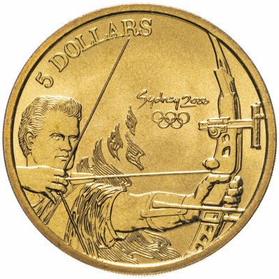 купить Австралия 5 долларов (dollars) 2000 "Олимпийские игры в Сиднее - Стрельба из лука"