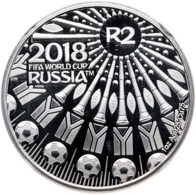 купить ЮАР 2 рэнда 2018 "Чемпионат мира по футболу 2018, Россия" в слабе с сертификатом