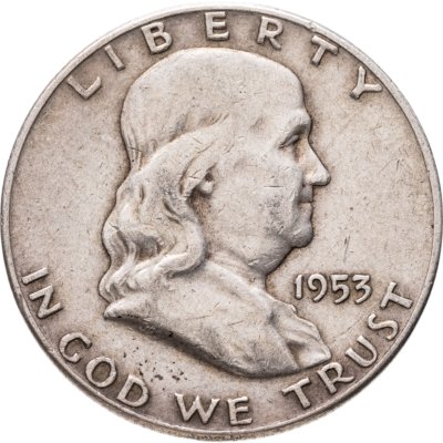 купить США 50 центов (1/2 доллара, half dollar) 1953 D Franklin Half Dollar знак монетного двора "D" - Денвер
