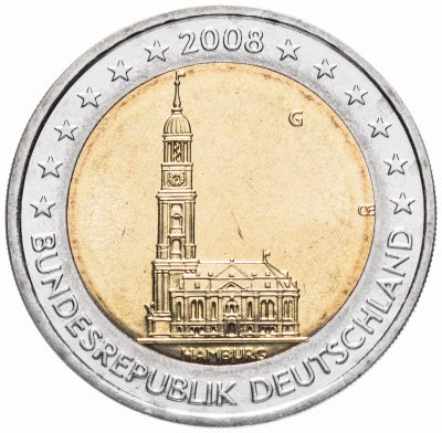 купить Германия 2 евро 2008 Гамбург двор G
