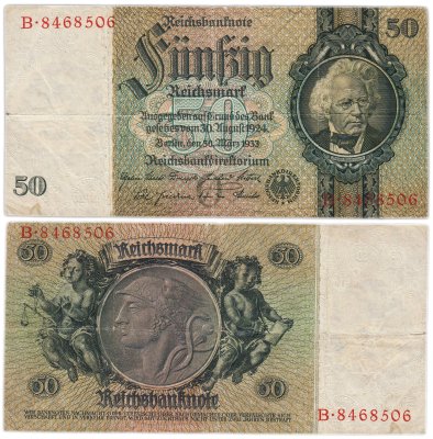 купить Германия 50 рейхсмарок 1933 (Pick 182)