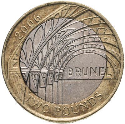 купить Великобритания 2 фунта (pounds) 2006 "200 лет со дня рождения Изамбарда Кингдома Брюнеля - станция Паддингтон"