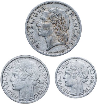 купить Франция 5 2 1 франк 1945-1949 набор из 3-х монет