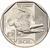 купить Перу 1 новый соль 2017 "Фауна Перу - Острорылый крокодил (Crocodylus acutus)"