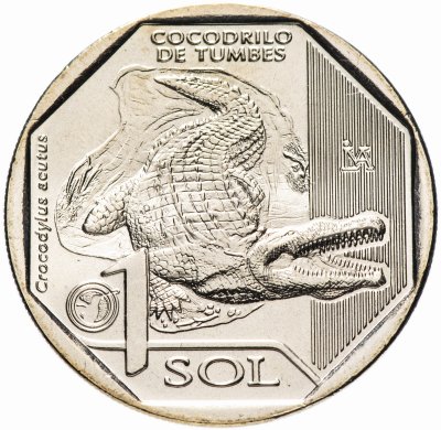 купить Перу 1 новый соль 2017 "Фауна Перу - Острорылый крокодил (Crocodylus acutus)"