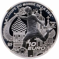 Купить Франция 10 евро 2018 "Чемпионат мира по футболу в России 2018" в слабе с сертификатом