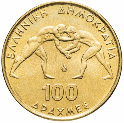 купить Греция 100 драхм (drachmai) 1999 "45-ый Чемпионат мира по греко-римской борьбе в Афинах"