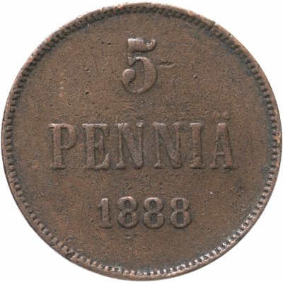 купить 5 пенни 1888, монета для Финляндии