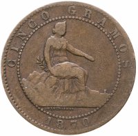 купить Испания 5 сентимо (centimos) 1870