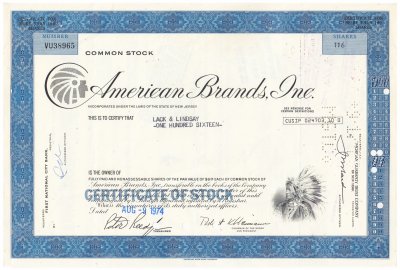 купить Акция США American Brands, Inc. 1972- 1976 гг.