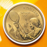 Купить Австралия 5 долларов (dollars) 2000 Олимпийские игры в Сиднее - Бадминтон