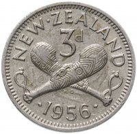 купить Новая Зеландия 3 пенса (pence) 1956 (Без ремня на плече)