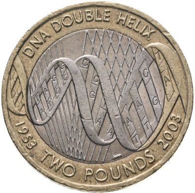 купить Великобритания 2 фунта (pounds) 2003 "50 лет открытию структуры ДНК"