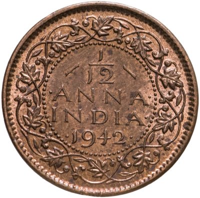 купить Британская Индия 1/12 анны 1942