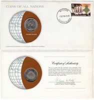 Купить Серия «Монеты всех стран мира» - Соломоновы Острова 20 центов (cents) 1977 (монета и 1 марка в конверте)