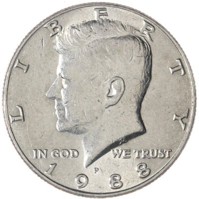 купить США 50 центов (1/2 доллара, half dollar) 1988 P Kennedy Half Dollar (Кеннеди) знак монетного двора "P" - Филадельфия