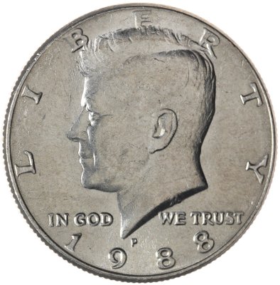 купить США 50 центов (1/2 доллара, half dollar) 1988 P Kennedy Half Dollar (Кеннеди) знак монетного двора "P" - Филадельфия