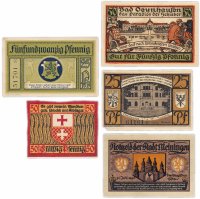 Купить Германия (разные земли) набор из 5 нотгельдов 1921